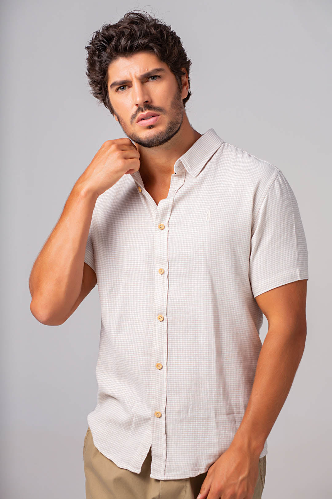 Camisa Linho MC Xadrez