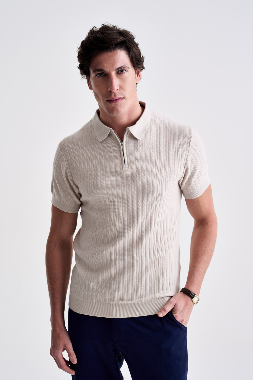 Polo Tricot Zíper Texturizada - Ankor Design