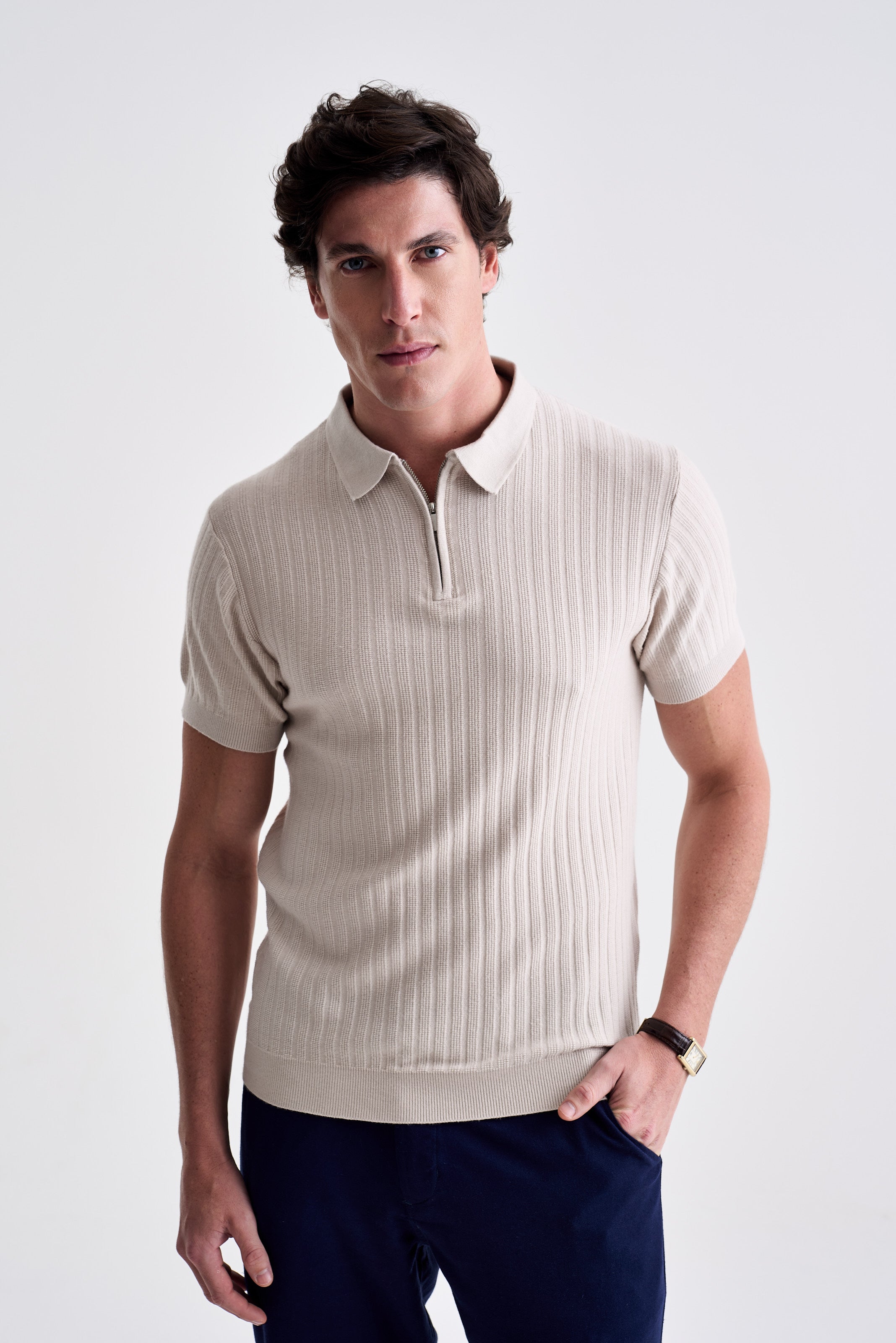 Polo Tricot Zíper Texturizada - Ankor Design