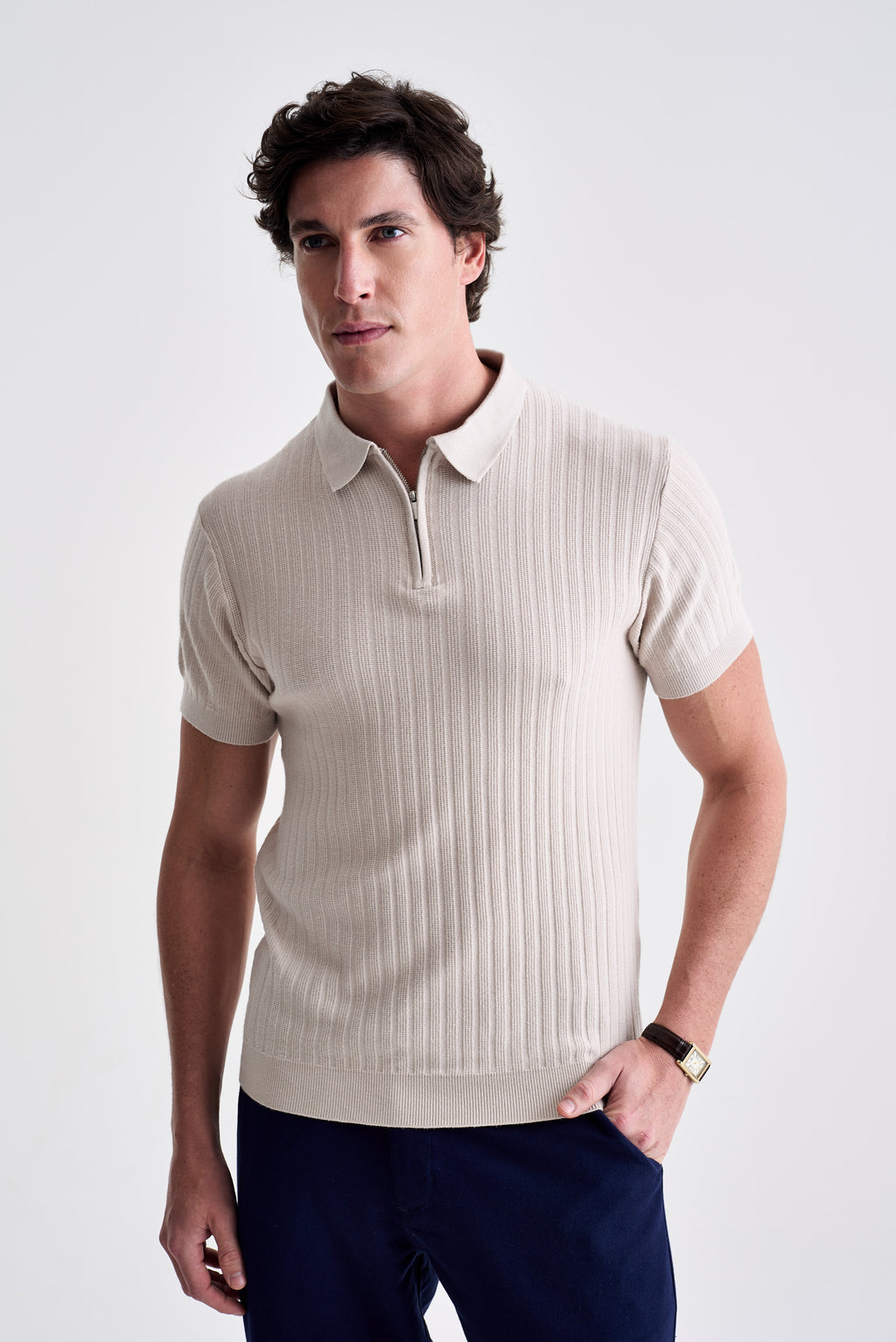 Polo Tricot Zíper Texturizada - Ankor Design