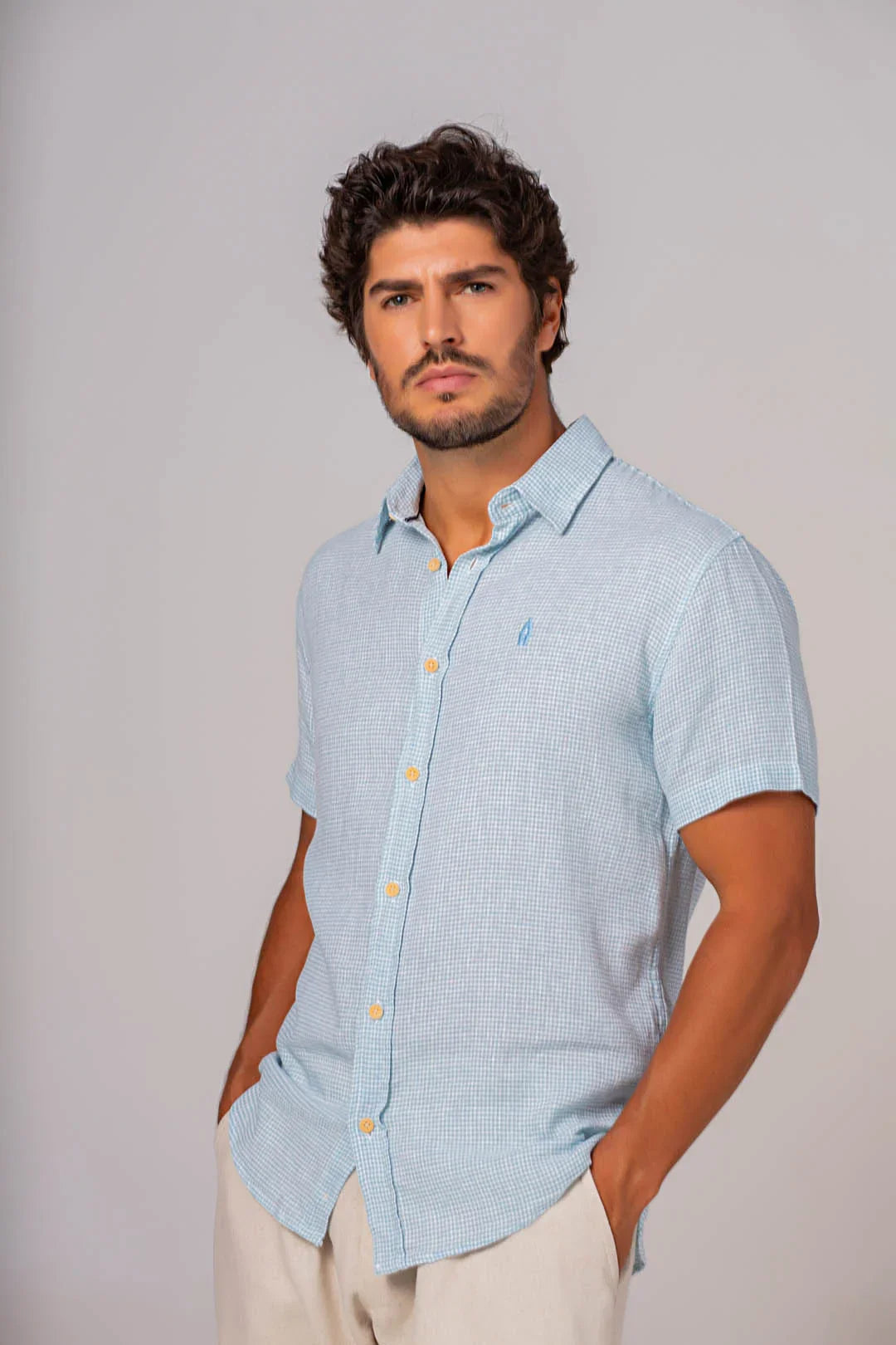Camisa Linho MC Xadrez