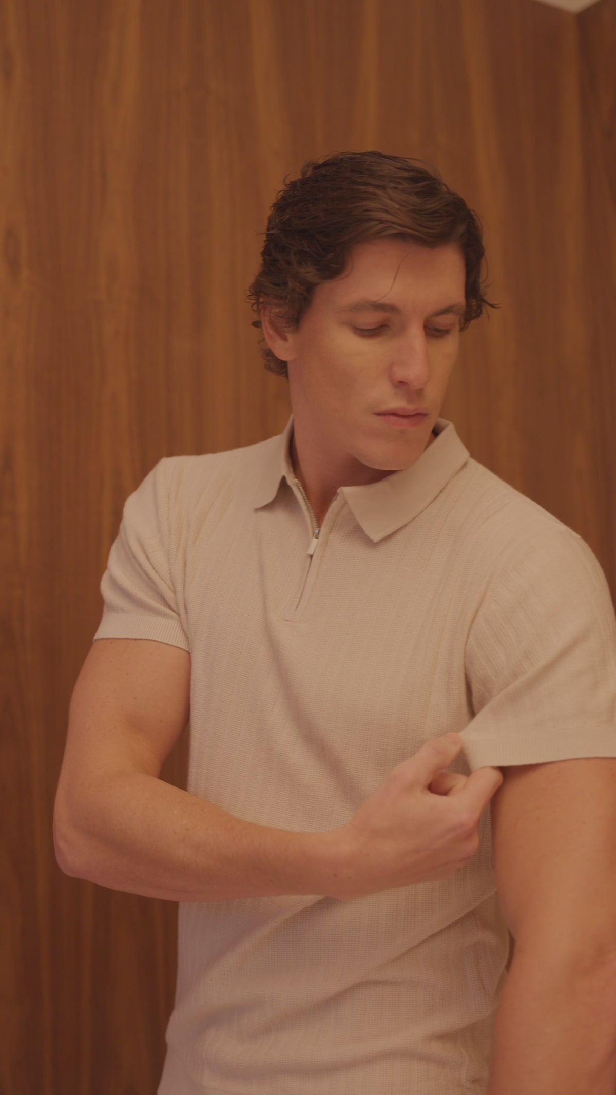 Polo Tricot Zíper Texturizada