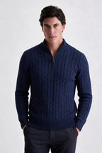 Tricot Cotton Quarter Zíper Marinho - Ankor Design