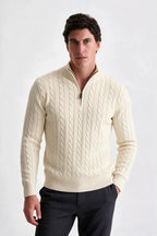 Tricot Cotton Quarter Zíper Off White - Ankor Design